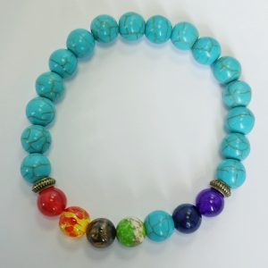 I2. Blue Howlite With Chakras Elasticated Bracelet (1 piece)