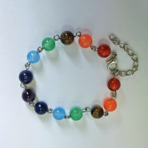 F7. Chakra Linked Chalcedony Bracelet Silver Plated (1 piece)