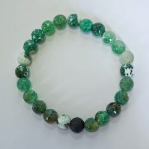 G6. Green Crackle Agate Elasticated Bracelet (1 piece)