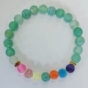 G6. Crackle Agate Chakra Green Matte Elasticated Bracelet (1 piece)