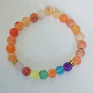 G6. Crackle Agate Chakra Orange Matte Elasticated Bracelet (1 piece)