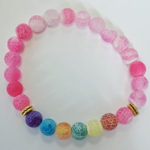 G6. Crackle Agate Chakra Pink Matte Elasticated Bracelet (1 piece)
