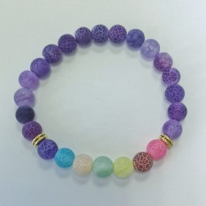 G6. Crackle Agate Chakra Purple Matte Elasticated Bracelet (1 piece)