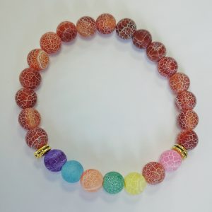 G6. Crackle Agate Chakra Red Matte Elasticated Bracelet (1 piece)