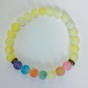 G6. Crackle Agate Chakra Yellow Matte Elasticated Bracelet (1 piece)