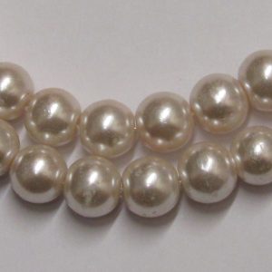 Glass Pearls Cream Rose 10mm