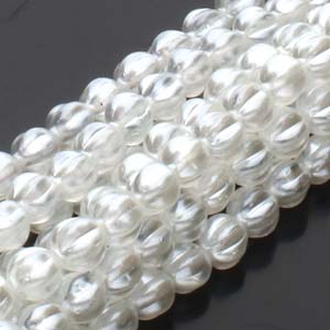 Bridal White Czech Glass Melon Beads 6mm - Bridal White (75 pieces)