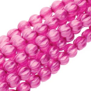 Hot Pink Czech Glass Melon Beads 6mm (75 pieces)
