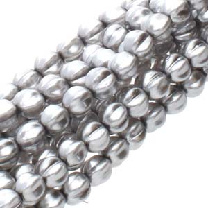 Silver Czech Glass Melon Beads 4mm - Silver (120 pieces)