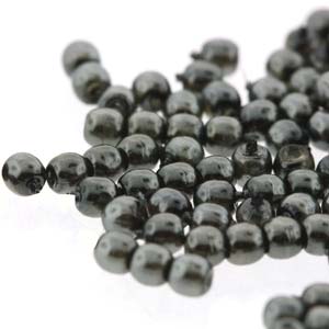 Round Czech Glass Pearls 2mm - Hematite (150 pieces)