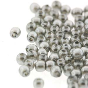 Round Czech Glass Pearls 2mm - Silver (150 pieces)