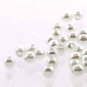 Round Czech Glass Pearls 2mm - White (150 pieces)