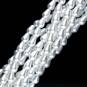 White Drop Czech Glass 3x5mm - White (100 pieces)