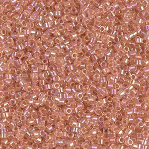 DB0054 Dk Peach Lined Crystal AB 11/0 Miyuki Delica Bead