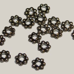Daisy Spacer Wide Hole 6mm Silver Plated (20 per pack)