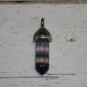 F5. Fluorite Point Pendant 40mm Silver Plated