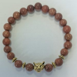 G3. Goldstone Cheetah Gold Plated Elasticated Bracelet (1 piece)
