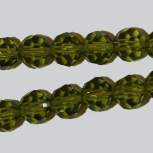 Faceted Glass Round Green 4mm