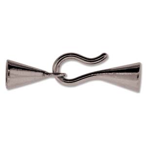 Glue On Clasp Hook and Eye 40x11mm Black Oxide Plated (1 set)