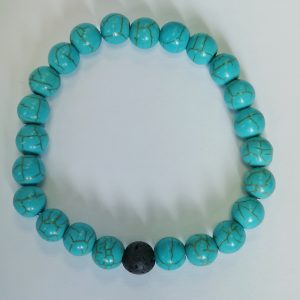 I2. Blue Howlite With Lava Elasticated Bracelet (1 piece)