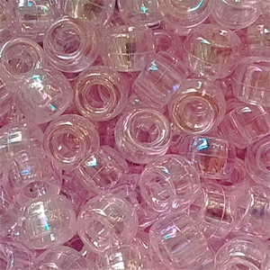 Plastic Pony Beads Transparent Light Pink AB 6x8mm (1 piece)