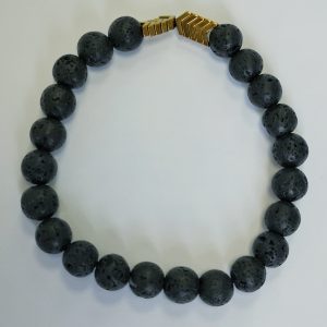 H1. Lava With Gold Hematite Arrow Beads Elasticated Bracelet (1 piece)
