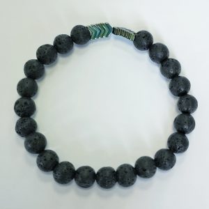 H1. Lava With Green Hematite Arrow Beads Elasticated Bracelet (1 piece)