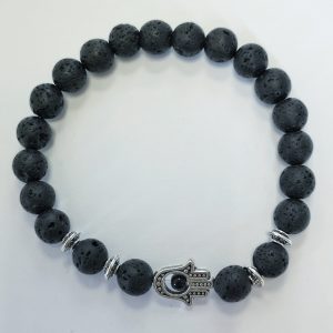 H1. Lava With Hamsa Hand Silver Plated Elasticated Bracelet (1 piece)