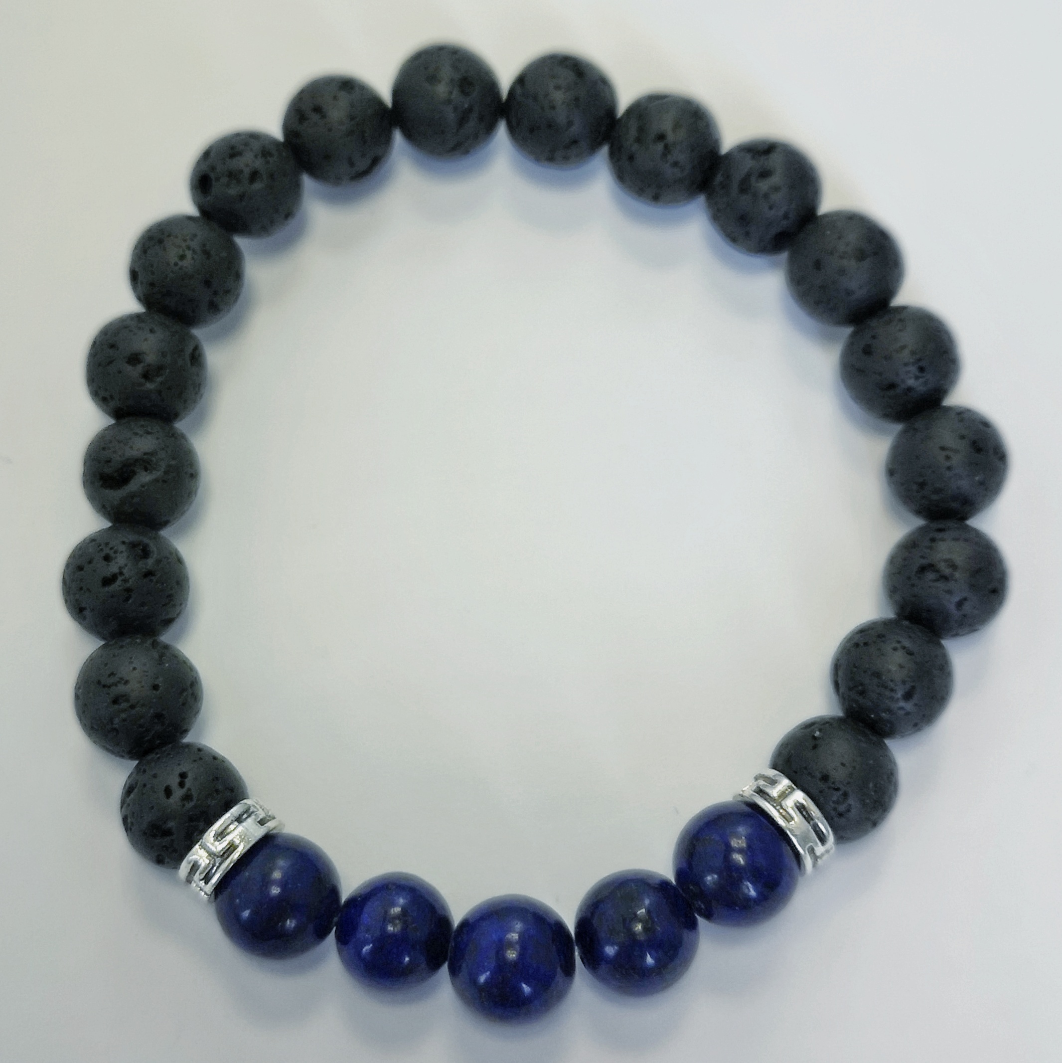 H1. Lava Stone Elasticated Bracelet with Lapis Lazuli (1 piece)