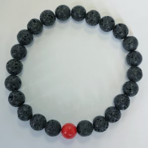 H1. Lava With Red Howlite Elasticated Bracelet (1 piece)