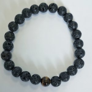 H1. Lava With Tiger's Eye Elasticated Bracelet (1 piece)