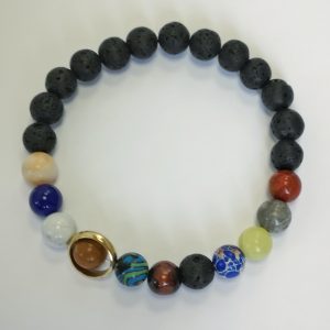 H1. Lava With Gemstone Beads Elasticated Bracelet (1 piece)