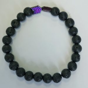 H1. Lava With Purple Hematite Arrow Beads Elasticated Bracelet (1 piece)