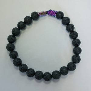 H1. Lava With Rainbow Hematite Arrow Beads Elasticated Bracelet (1 piece)