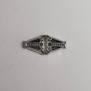 Long Decorative Diamond Bead Silver 22mm (x1)