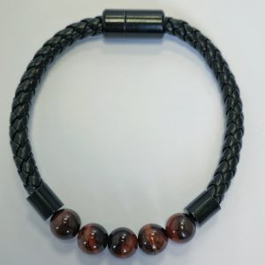 E7. Red Tiger's Eye Magnetic Black Cord Bracelet (1 piece)