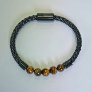 E7. Tiger's Eye Magnetic Black Cord Bracelet (1 piece)