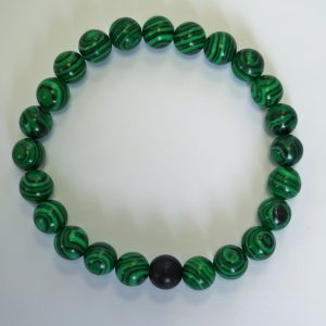 G1. Malachite With Lava Elasticated Bracelet (1 piece)