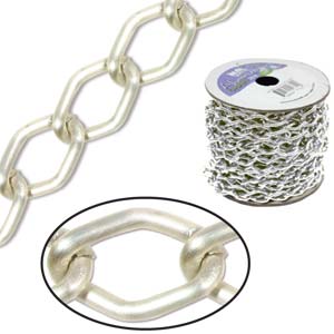 Aluminium Chain 14.4x9mm Matte Silver (1 metre)