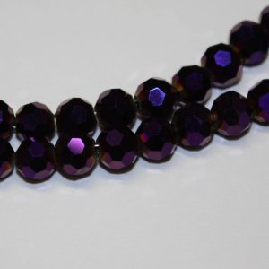 Faceted Glass Round Metallic Purple 6mm