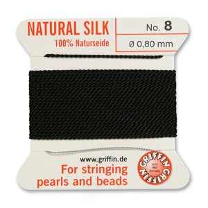 Natural Silk Size 8 - Black (2 metres)