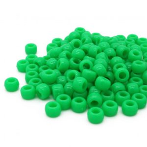 Plastic Pony Beads Opaque Green 6x8mm (1 piece)