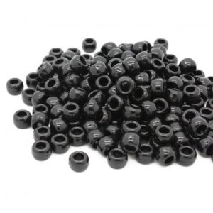 Plastic Pony Beads Opaque Black 6x8mm (1 piece)