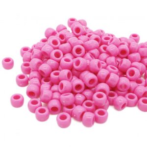 Plastic Pony Beads Opaque Pink 6x8mm (1 piece)