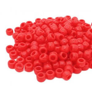 Plastic Pony Beads Opaque Red 6x8mm (1 piece)
