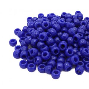 Plastic Pony Beads Opaque Royal Blue 6x8mm (1 piece)