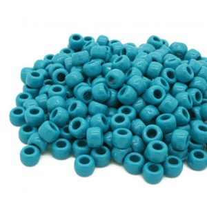 Plastic Pony Beads Opaque Turquoise 6x8mm (1 piece)