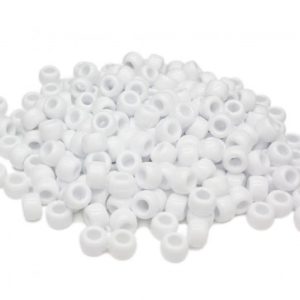 Plastic Pony Beads Opaque White 6x8mm (1 piece)
