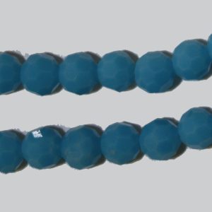 Faceted Glass Round Opaque Blue 4mm
