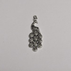 Peacock Charm 43mm Silver Plated (1 Piece)